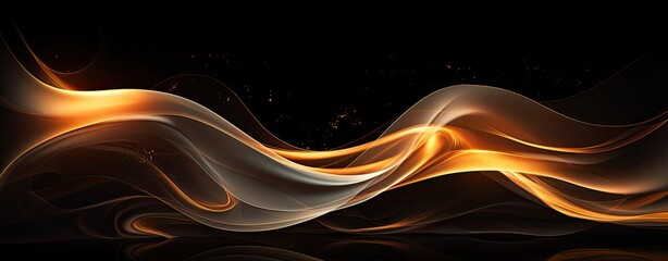 Abstract golden wave on black background. Vector illustration for your design.