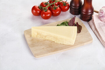 Piece Italian hard parmesan cheese