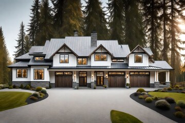 Built in the Fraser Valley of British Columbia, this rural white exterior farm style home features a double garage and custom design elements
