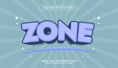 Design editable text effect, Zone 3d cartoon vector illustration