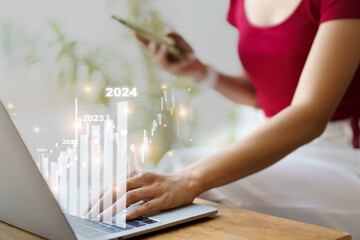 Business finance technology and investment concept in year 2024.