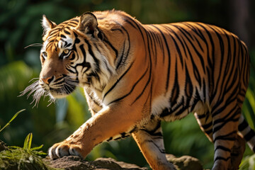 Sumatran Tiger side view in the wild