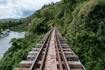 Fototapeta na wymiar The railroad near the Kwai River