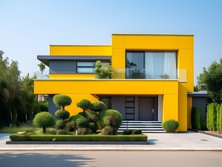 Modern house exterior color yellow AI generated
