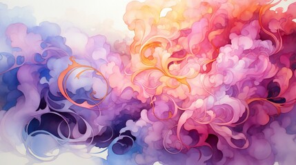 Whimsical Dance of Pastel Smoke, Swirling Elegantly in a Soft, Dreamy Abstract Composition - obrazy, fototapety, plakaty