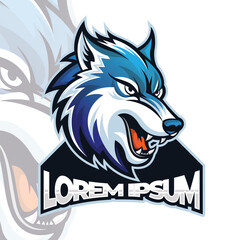 White wolves mascot esport logo design, Wolf head mascot logo design illustration, Dog mascot, Fox.