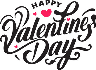 Obraz premium Happy Valentine's Day beautiful handwritten lettering. red typography line text with isolated on white background.