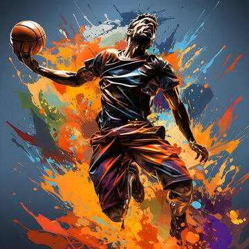  colorful abstract basketball player