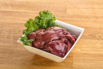 Raw chicken liver in the bowl