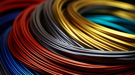 Colorful Cabling Connectivity: Abstract Industrial Network Technology with a Macro Perspective - obrazy, fototapety, plakaty