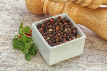 Peppercorn mix heap in the bowl