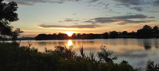 sunset over the river