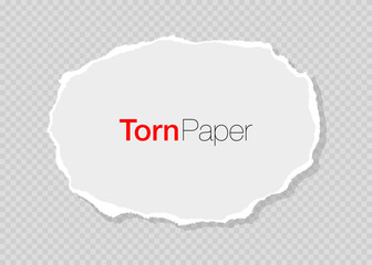 White ripped paper strip. Realistic paper scrap with torn edges. Torn paper for message note, page or banner. Vector illustration.