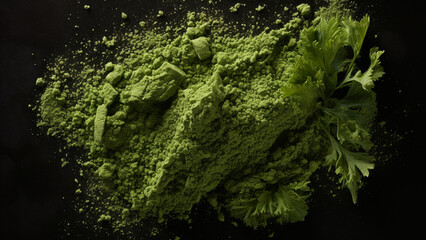 kale powder, poster, white background