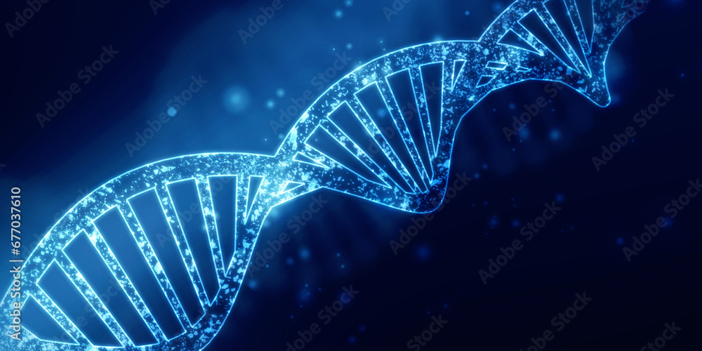 Poster 2d render of dna structure, abstract background