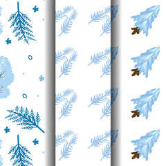 Vector illustration set of winter patterns. Cute Winter hand drawn patterns set for your decoration, vector illustration. 
