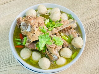 Boiled pork meatballs, a food that is
Favorite of many people