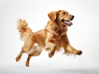 Golden retriever dog playing with ball, golden retriever puppy nearby