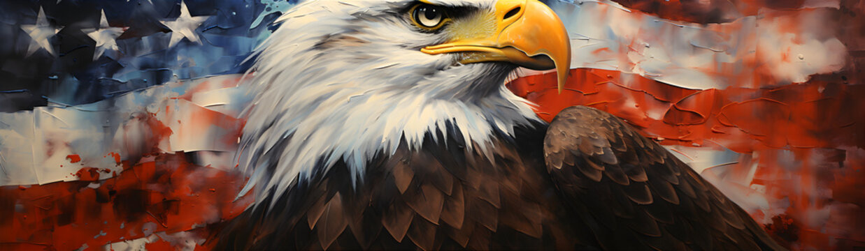Graffiti Eagle And American Flag.  Generative AI