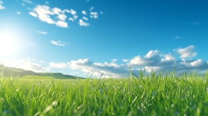 green field and blue sky