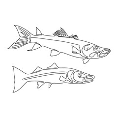 Continuous one line drawing art of barracudas fish logo style