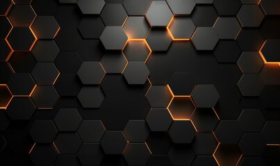 Hexagonal abstract metal background with light, Generative AI