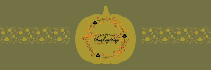 Happy thanksgiving day. Vector banner, greeting card with text Happy thanksgiving day