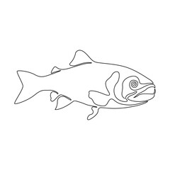 Continuous one line drawing art of salmon fish logo style.