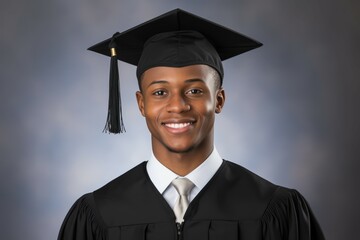 a young man in a graduation gown and cap