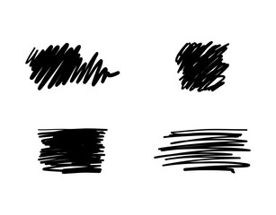 Set of hand drawn scribble brush strokes  vector design elements. Scratched sketch isolated on white background  Doodle Brush Style.