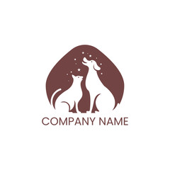 Cat and dog pet logo 