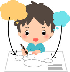 考えたことを紙に書き出す男性