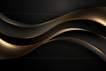 Abstract black and gold lines luxury background, Generative AI