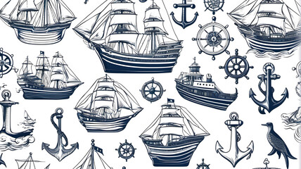 seamless pattern with boats