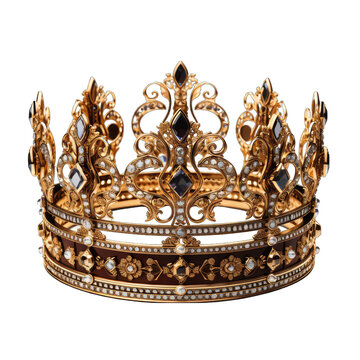 Crown Fit for a Queen Isolated on Transparent or White Background, PNG