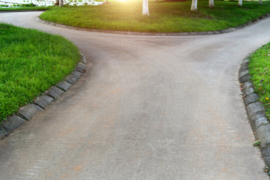 Background of forked cement road