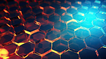 abstract background with serious and simple Hexagons honeycomb forming Microscopic Cell Texture pattern created with Generative AI Technology  - obrazy, fototapety, plakaty