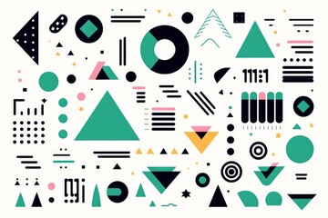 Memphis design elements. Abstract geometric line shapes, modern geometry set hipster 80s 90s style.  illustration, Generative AI