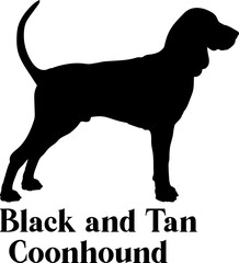 Black and Tan Coonhound Dog silhouette dog breeds logo dog monogram logo dog face vector
