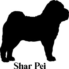 Shar Pei. Dog silhouette dog breeds logo dog monogram logo dog face vector
