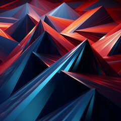 abstract red and blue background, abstract background 3d sharp distortion triangle ,dept of field