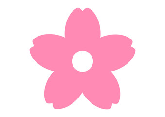 桜の花びらのアイコン素材 シンプルなピンク色の桜の花のスタンプのイラスト