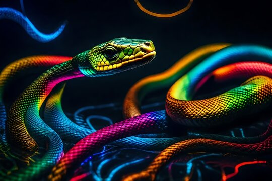 green snake on black background ,colourful illustion background ,snake in the background ,snake on a branch ,green lizard on a black background ,chameleon on a black background ,chameleon on a black 