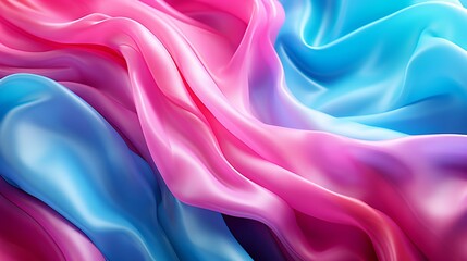 Fototapeta premium Vivid Magenta and Azure Silk Waves Flowing in Artistic Abstract Elegance