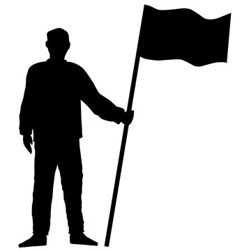 recommend clip art: Man holding flag vector illustration. People holding flag graphic resources for icon, symbol, or sign. Man holding flag silhouette for freedom, independence or patriotism