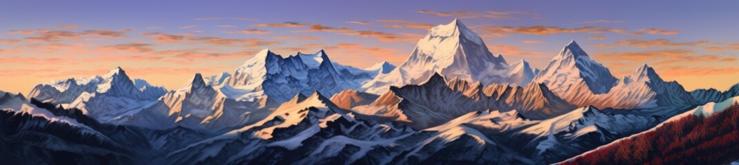 A Majestic Sunset Over the Enchanting Mountain Peaks