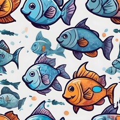 Fototapeta na wymiar Fish Icon Background Very Cool
