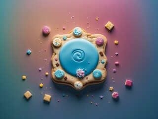 delicious cookie with cream, blank background, for design, isolated