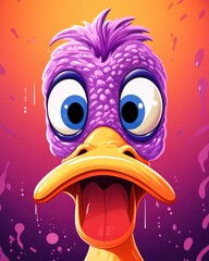 Naklejka premium A Majestic Purple Bird with Piercing Eyes and a Vibrant Yellow Beak
