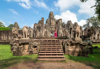 Landscape with Bayon temple in Angkor Thom, Siem Reap, Cambodia